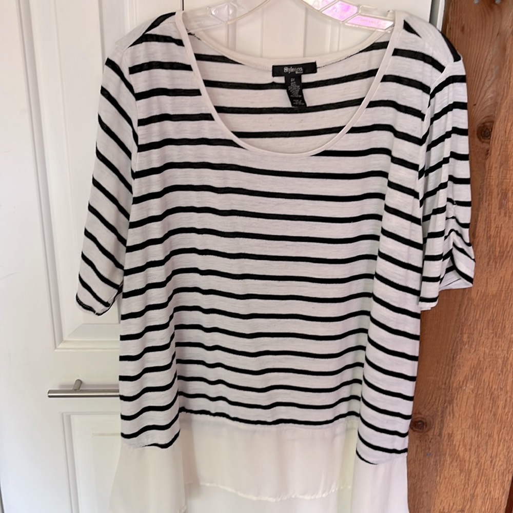 Style & Co. 2X Black and White striped top